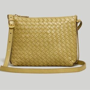 Madewell crossbody bag in handwoven leather in Ash Green